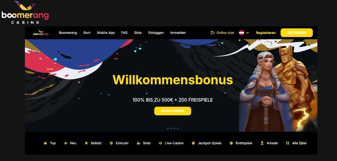 Willkommensbonus bei Boomerang Casino