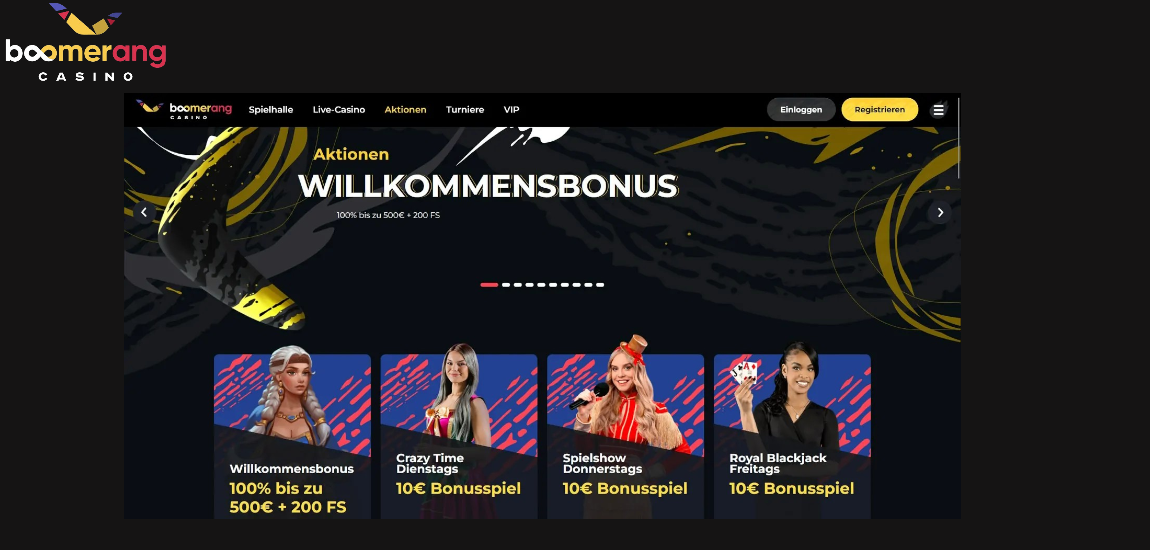 Die besten Werbeangebote bei Boomerang Casino